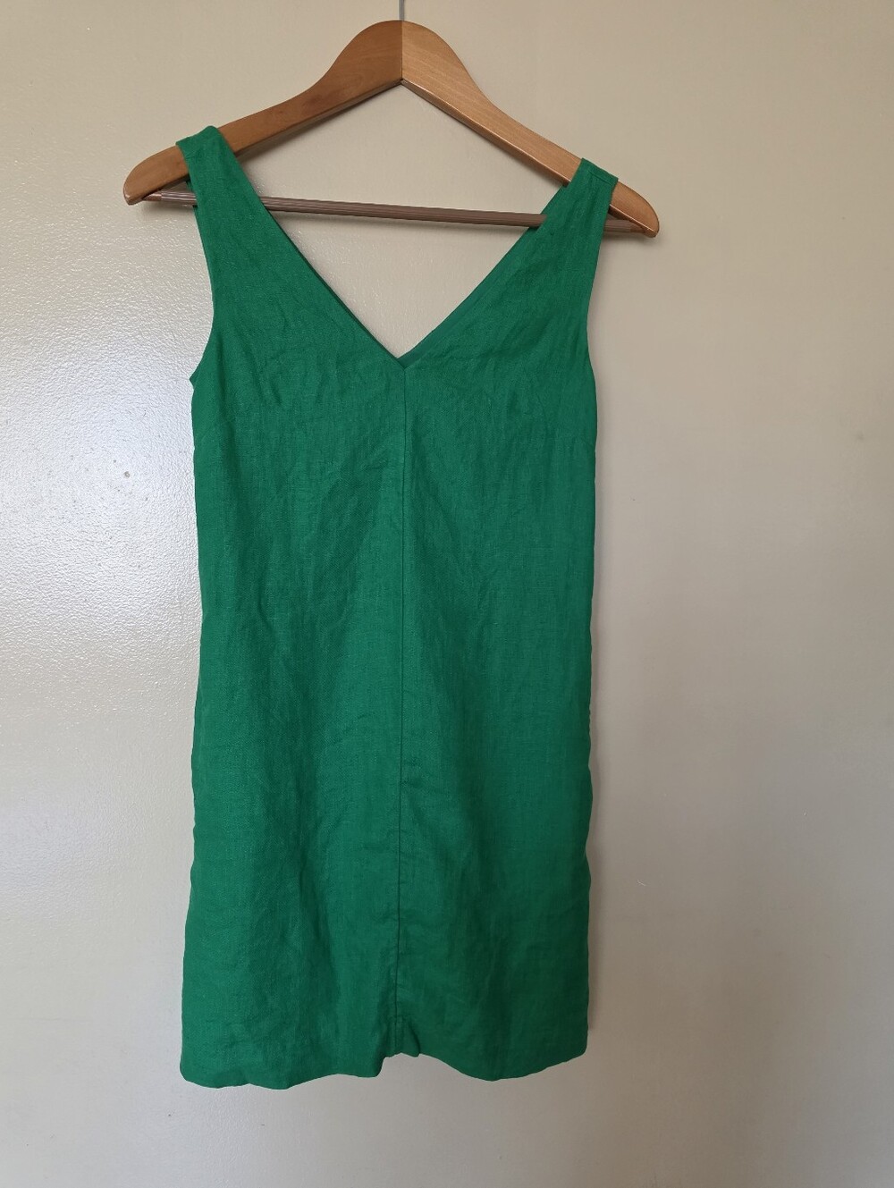 J Crew Maxine 100% Linen Shift Dress XXSP Vibrant Kelly Green Euro Summer Preppy